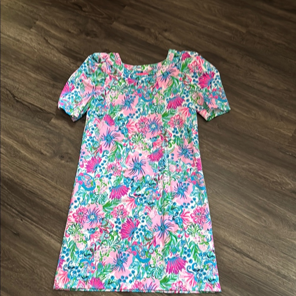 Lilly Pulitzer vibrant colored dress.  Size large price 65.00